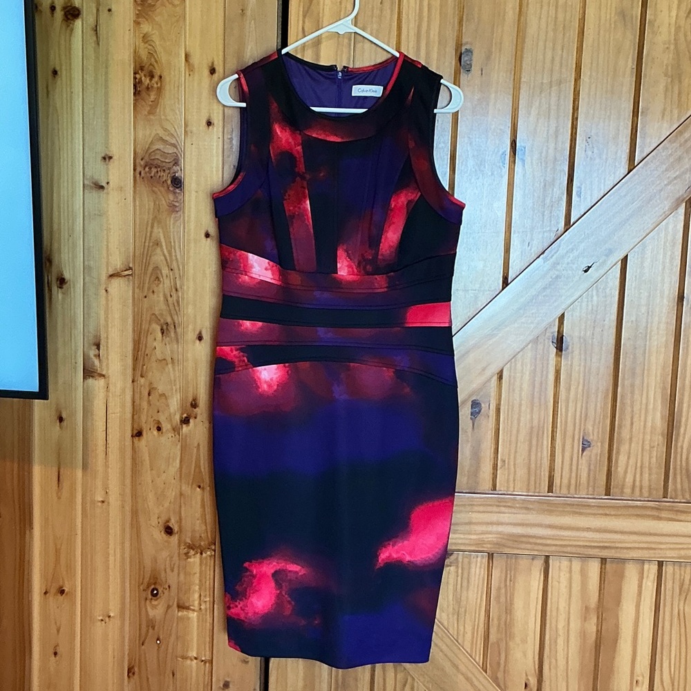 Calvin Klein Red and Purple Midi Dress